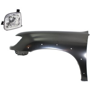 Front Fender for Toyota Tundra 2000-2002, Left (Driver), Primed (Ready to Paint), 2-Piece Kit, with Headlight, Replacement