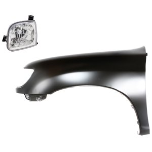Front Fender Kit for Toyota Tundra 2000-2002, Left (Driver), Primed (Ready to Paint), 2-Piece Kit, with Headlight Replacement