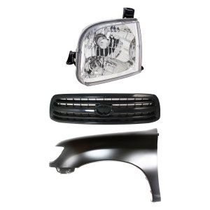 Front Fender for Toyota Tundra 2000-2002, Left (Driver), Primed (Ready to Paint), 3-Piece Kit with Grille and Headlight, Replacement