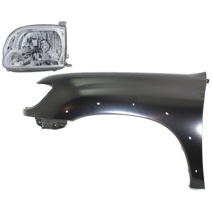 Headlight Assembly for 2005-2006 Toyota Tundra, Left (Driver) Halogen Light, 2-Piece Kit with Fender, Replacement
