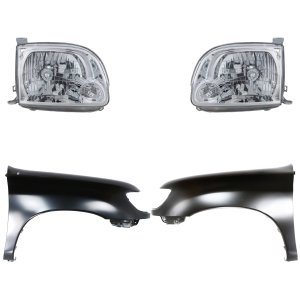 Headlight Assembly Kit for 2005-2006 Toyota Tundra, Right (Passenger) and Left (Driver), Halogen, 4-Piece with Fenders, Replacement
