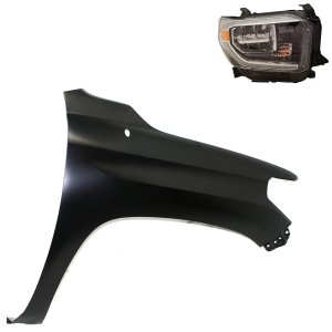 Headlight Assembly Kit for 2018-2019 Toyota Tundra, Right (Passenger) Side, LED, 2-Piece Kit, Comes with Fender, Replacement