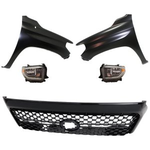 Headlight Assembly LED Kit for Toyota Tundra 2018-2019, Right (Passenger) and Left (Driver), 5-Piece with Fenders and Grille Assembly, Replacement