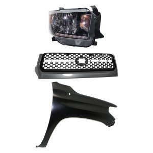 3-Piece Kit Grille for 2018-2019 Toyota Tundra with Fender and Headlight Replacement