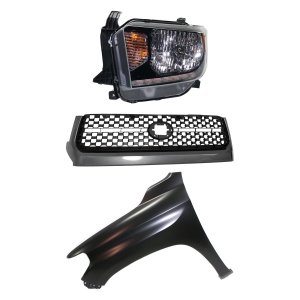 3-Piece Grille Kit with Fender and Headlight Replacement for 2018-2020 Toyota Tundra
