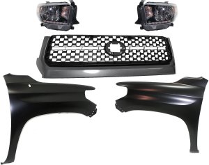 5-Piece Kit Grille with Fenders and Headlights for 2018-2019 Toyota Tundra, Replacement Auto Part