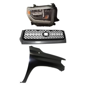 3-Piece Kit Grille with Fender and Headlight for 2018-2019 Toyota Tundra Replacement