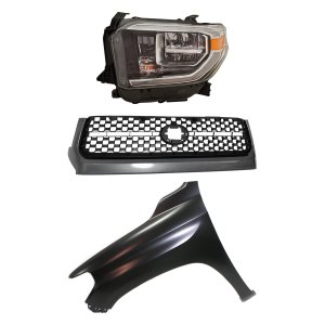 3-Piece Kit Grille for Toyota Tundra 2018-2020, Plastic Material, comes with Fender and Headlight Replacement