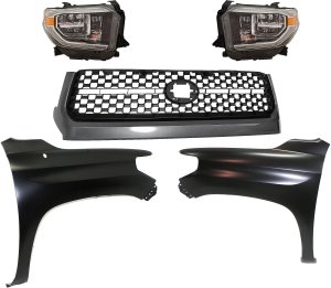 5-Piece Grille Kit for Toyota Tundra 2018-2019 with Fenders and Headlight Replacement