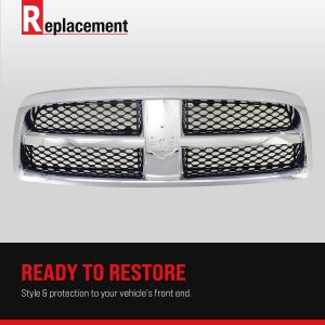 Grille Kit for 2018-2019 Toyota Tundra, Includes 3-Piece Painted Dark Gray Shell and Insert with Fender and Headlight Replacement
