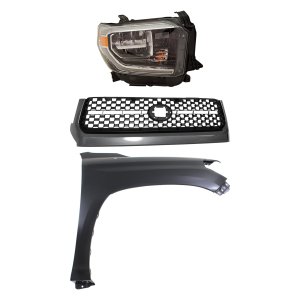 Grille, Fender and Headlight Kit for 2018-2019 Toyota Tundra, 3-Piece Replacement Set