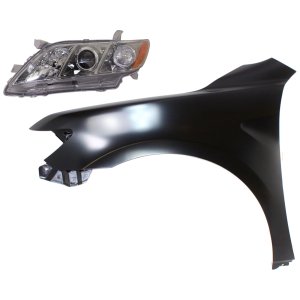 Headlight for 2007-2009 Toyota Camry Left (Driver), Lens and Housing, Halogen, 2-Piece Kit, with Fender Replacement