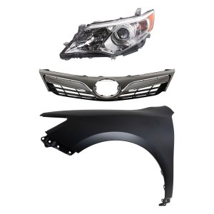 Headlight Assembly Kit for Toyota Camry 2012-2014, Left (Driver), Halogen, 3-Piece Kit, with Fender and Grille Assembly Replacement