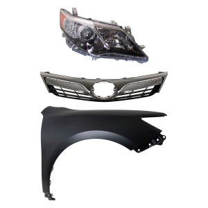 Headlight for 2012-2014 Toyota Camry Right (Passenger) Side, 3-Piece Kit, Lens and Housing, High-Intensity Discharge/Xenon, Suitable for LE/XLE Models with Fender and Grille