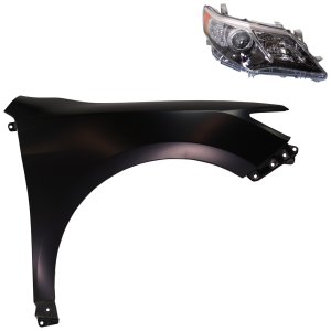 Headlight Kit for 2012-2014 Toyota Camry, Right (Passenger) Side, 2-Piece Set Including Lens and Housing, with Fender, HID/Xenon, Replacement