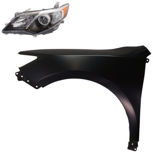 Headlight Kit for Toyota Camry 2012-2014, Left (Driver) Side with Lens and Housing, HID/Xenon, 2-Piece Set, Includes Fender - Replacement
