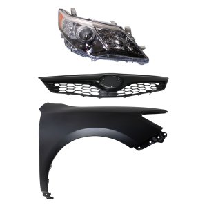Headlight Kit for 2012-2014 Toyota Camry SE/SE Sport Models, Right (Passenger) Side, HID/Xenon Light, Lens and Housing, 3-Piece Kit, with Fender and Grille Assembly Replacement
