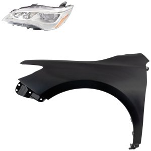 Headlight Assembly Kit for Toyota Camry 2015-2017, Left (Driver) Side LED, 2-Piece Set with Fender, Replacement