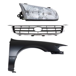 Front Fender Kit for 2000-2001 Toyota Camry Right (Passenger), Primed (Ready to Paint), 3-Piece with Grille and Headlight, Replacement