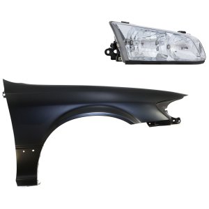Front Fender for Toyota Camry 2000-2001, Right (Passenger), Primed (Ready to Paint), 2-Piece Kit with Headlight, Replacement