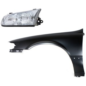 Front Fender for TOYOTA CAMRY 2000-2001, Left (Driver) Side, Primed (Ready to Paint), 2-Piece Kit with Headlight, Replacement