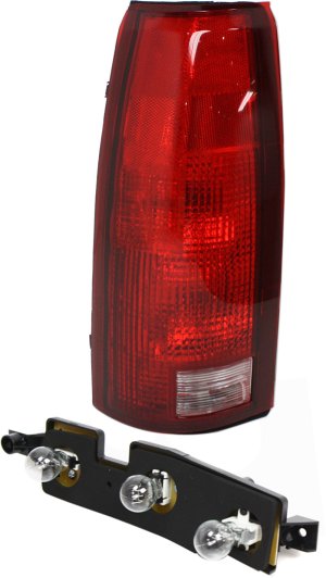 Tail Light Kit for 1988-2000 Chevrolet C/K Full Size Pickup, Left (Driver) Clear/Red Lens, Halogen, with Connector Plate and Housing Replacement