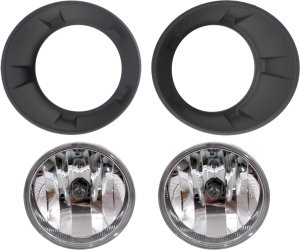Fog Light Assembly for Chevrolet Camaro 2010-2012, Right (Passenger) and Left (Driver) Side, 4-Piece Kit, Halogen, Includes Fog Light Trim, Replacement