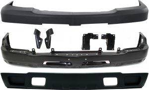 Front Bumper Cover Kit for 2003-2007 Chevrolet Silverado 2500 HD/3500, Complete 7-Piece Set with Bumper and Lower Air Deflector, Direct Replacement