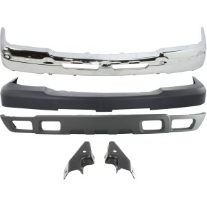 Front Bumper Cover Kit for Chevrolet Avalanche 1500/2500 (2002-2006) and Silverado (2003-2007), 5-Piece Set with Bumper, Bumper Brackets, and Valance, Replacement