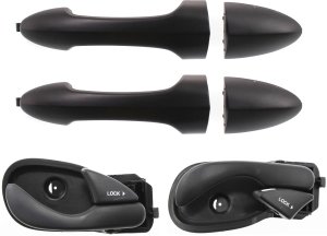 Auto Body Repair Kit for Ford Focus 2000-2007, Set of 4, Rear, Right (Passenger) and Left (Driver), Interior and Exterior Door Handle, Black Replacement