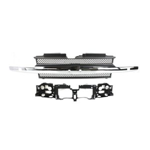 Grille and Header Panel Kit for Chevrolet Trailblazer / Trailblazer EXT 2002-2005, 2-Piece Replacement Set