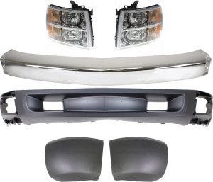 Front Valance Kit for Chevrolet Silverado 1500 2007-2008, 6-Piece with Bumper, Bumper End, Headlight, Excludes 2007 Classic Replacement