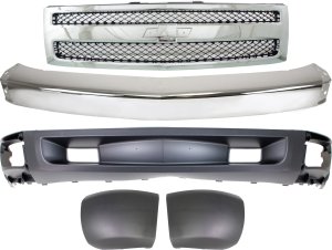 Auto Body Repair Kit for 2007-2008 Chevrolet Silverado 1500, Set of 5 with Bumper, Bumper End, Grille Assembly and Valance, Excludes 2007 Classic Replacement