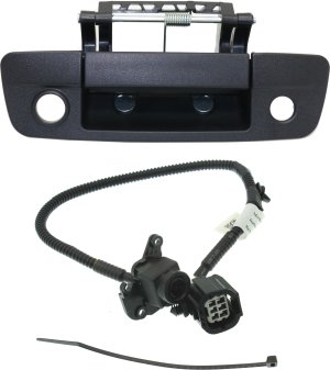 Tailgate Handle and Back Up Camera Kit for Dodge Full Size Pick-Up 2009-2012, Exterior, Textured Black, with Key Hole and Cable Replacement