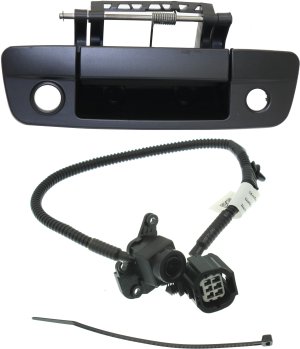 Tailgate Handle and Back-Up Camera Kit for 2009-2012 Dodge Full Size Pickup, Outside, Premium Black, with Key Hole and Cable Replacement