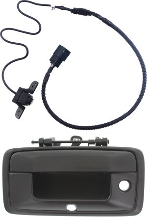 Tailgate Handle and Back Up Camera Kit for 2014-2015 Chevrolet Silverado/Sierra Pickup, Outside, Primed (Ready to Paint) Black, Plastic, w/ Key Hole Replacement