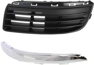 Front Fog Light Cover for 2005-2010 Volkswagen Jetta, Left (Driver) Side, 2-Piece kit with Bumper Trim, Replacement