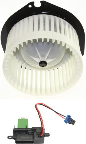 Front Blower Motor for Chevrolet Express 3500 (2003-2011), Savana 3500 (1997-2011), 2-Piece Kit with Blower Motor Resistor, Replacement