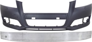 Front Bumper Cover Kit for Audi A3 2009-2013, with Bumper Reinforcement, Primed (Ready to Paint), without Sport Package, with Headlight Holes, without Parking Aid Sensor Holes Replacement