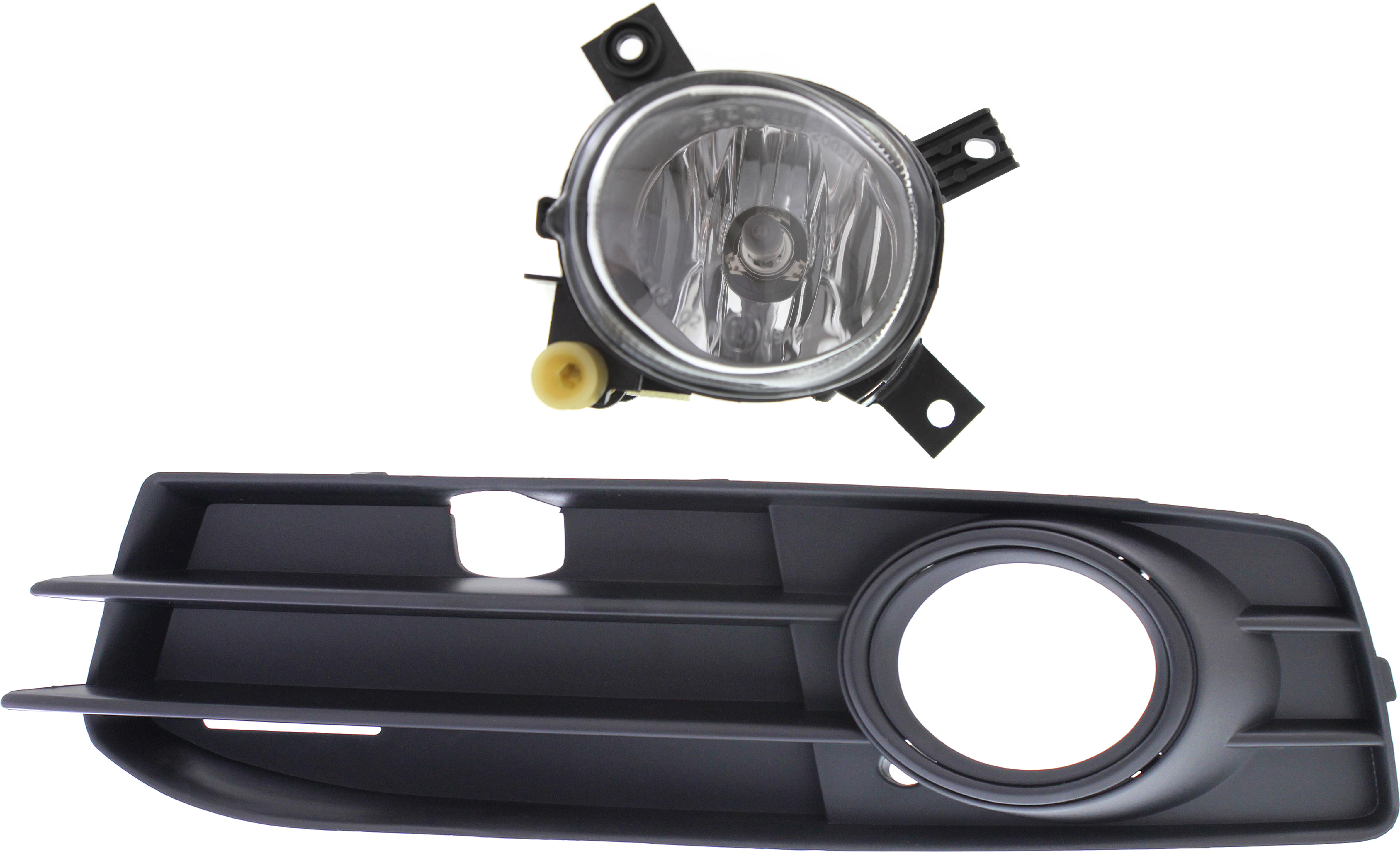 Fog Light Assembly Kit for Audi A3/A3 Quattro 2009-2013, Left (Driver) Side, 2-Piece, Includes Fog Light Trim, Halogen, Replacement