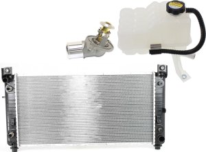 Radiator and A/C Condenser Kit for 1999-2006 Cadillac Silverado 1500, 2001-2006 Silverado 1500 HD, 8 Cylinder 6.0L Engine, 3-Piece Aluminum Core Replacement
