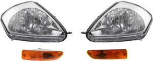 Headlight Assembly Kit for 2002-2005 Mitsubishi Eclipse, Right (Passenger) and Left (Driver), Halogen, 4-Piece Kit, with Turn Signal Lights Replacement