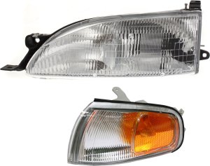 Headlight Assembly Kit for 1995-1996 Toyota Camry Left (Driver) Side, Halogen, 2-Piece Kit, with Corner Light, Replacement