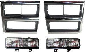 Park Light and Headlight Door Kit for 1989-1991 Chevrolet Blazer / Suburban, Right (Passenger) and Left (Driver), Set of 4 Replacement