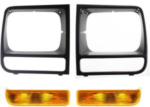 Auto Body Repair Kit for Jeep Cherokee 1997-2001, Right (Passenger) and Left (Driver) Set of 4, with Headlight Door and Turn Signal Light Replacement