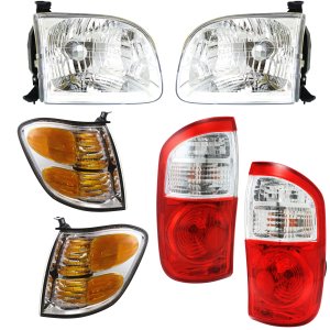 Tail Light and Headlight Kit for 2004 Toyota Tundra, Right (Passenger) and Left (Driver) Sides, 6-Piece Kit with Turn Signal Lights, Replacement