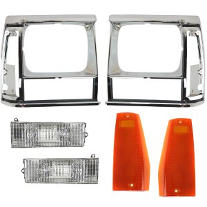Auto Body Repair Kit for Jeep Cherokee 1991-1996 / Comanche 1991-1992, Set of 6, Right (Passenger) and Left (Driver) with Headlight Door, Side Marker and Turn Signal Light Replacement