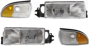Headlight Assembly Kit for 1991-1996 Chevrolet Roadmaster, 1994-1996 Impala - Right (Passenger), Left (Driver), 4-Piece with Side Markers, Replacement
