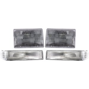 Headlight Assembly Kit for 1997-1998 Jeep Grand Cherokee, Right (Passenger) and Left (Driver), Halogen, 4-Piece Kit with Turn Signal Lights, Replacement