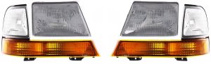 Headlight Assembly for Ford Ranger 1998-2000, Right (Passenger) and Left (Driver), Halogen, 4-Piece Kit with Corner Lights, Replacement